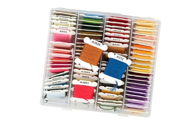 balíčky na vyšívanie vystavené